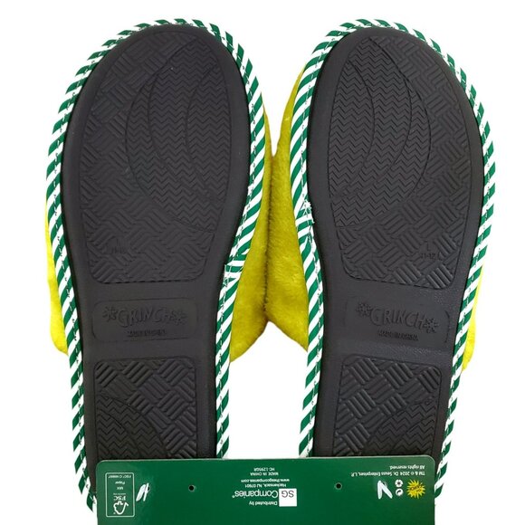 New Grinch Santa Slippers Green Red Plush Christmas House Shoes Mens Large 11/12 - Picture 5 of 11